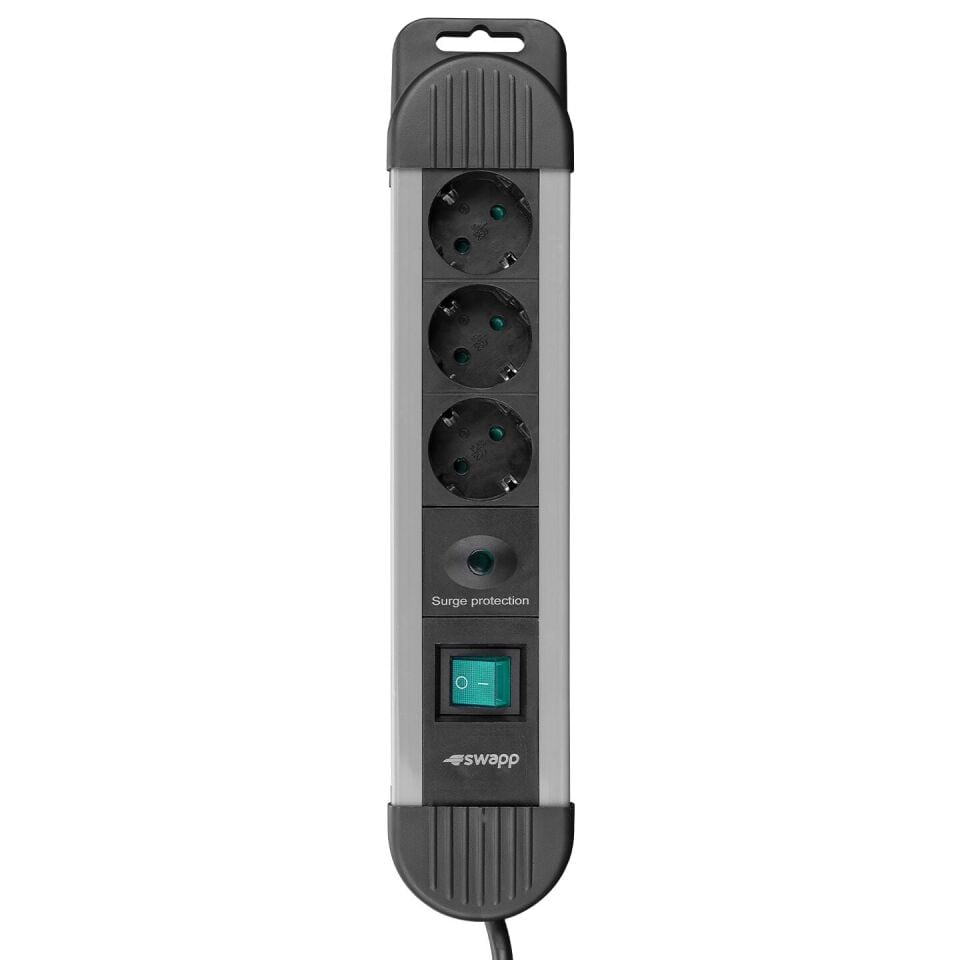 S-Link Swapp Spgks03 1.5M 3G1.5Mm2 900 Joule 3Lü Akim Kor. Gri Priz Çoklayici