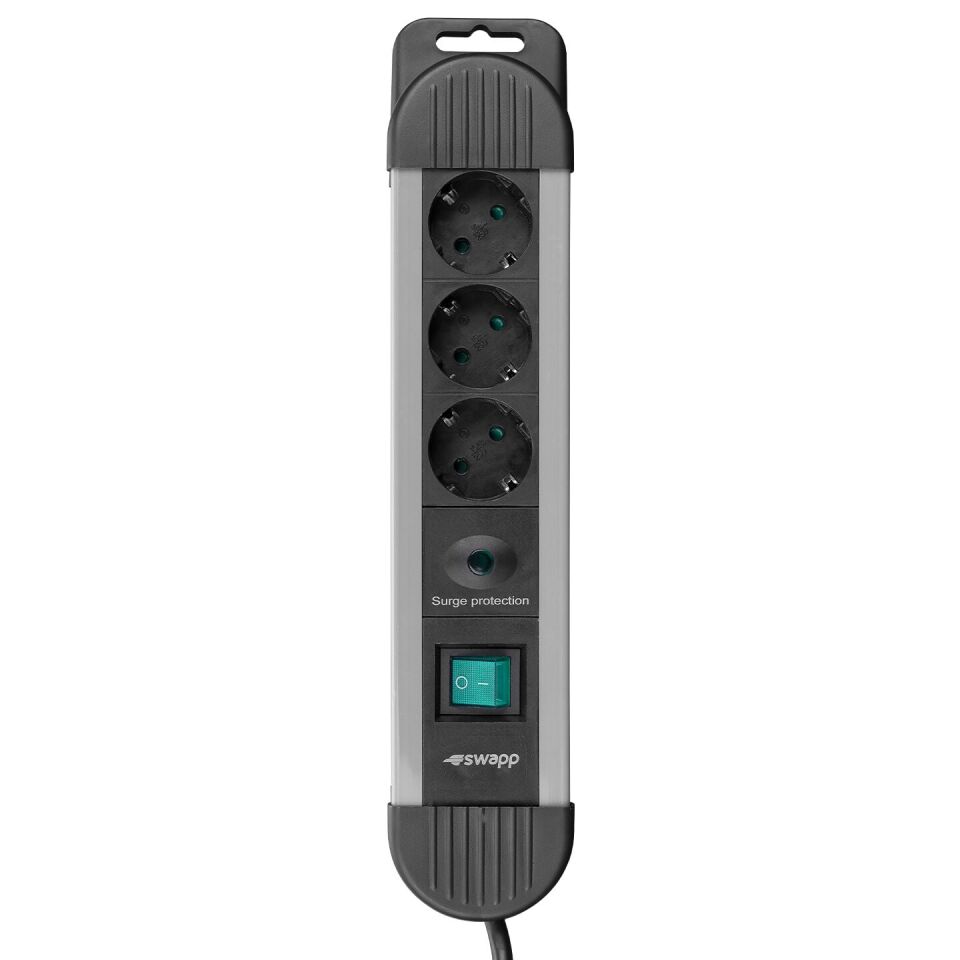 S-Link Swapp Spgks03 1.5M 3G1.5Mm2 900 Joule 3Lü Akim Kor. Gri Priz Çoklayici