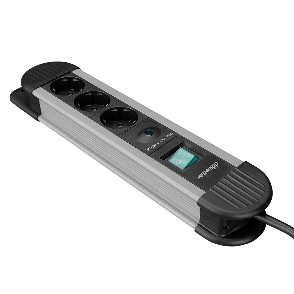 S-Link Swapp Spgks03 1.5M 3G1.5Mm2 900 Joule 3Lü Akim Kor. Gri Priz Çoklayici