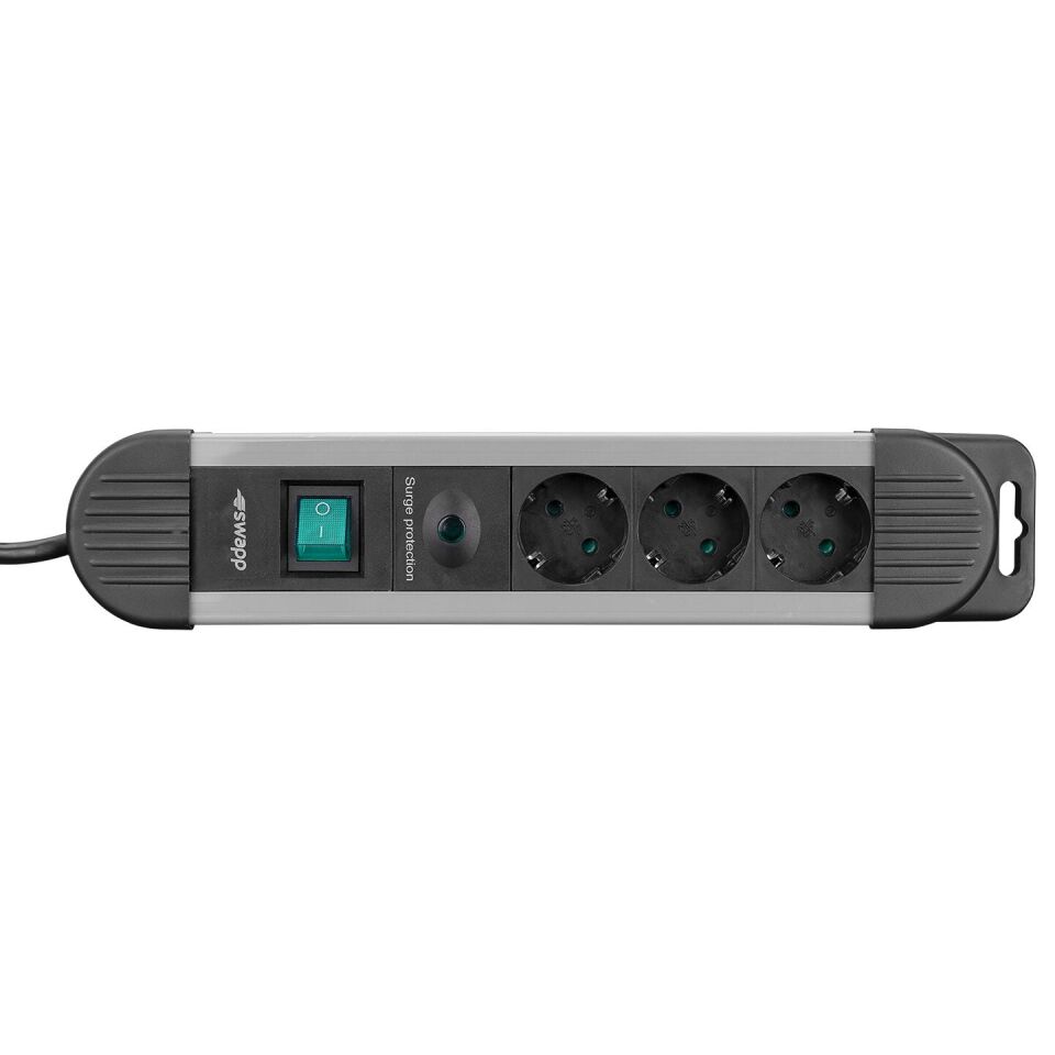 S-Link Swapp Spgks03 1.5M 3G1.5Mm2 900 Joule 3Lü Akim Kor. Gri Priz Çoklayici