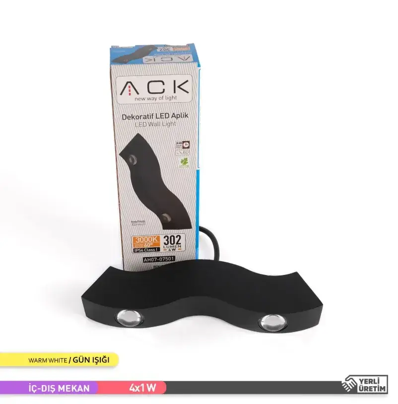 Ack AH07-07501 4W 3000K Günışığı Çift Taraflı Dekoratif Led Duvar Apliği