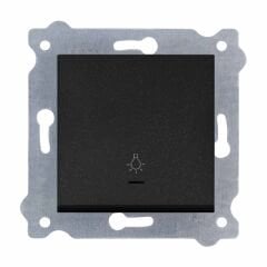 Exen Metalik Siyah Modül+Kapak  Isikli Light Anahtari