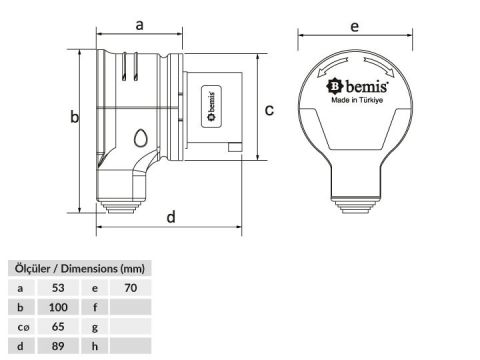 Bemis  4/16A. 90° Eğik Döner Fiş IP44 BC1-1504-2130