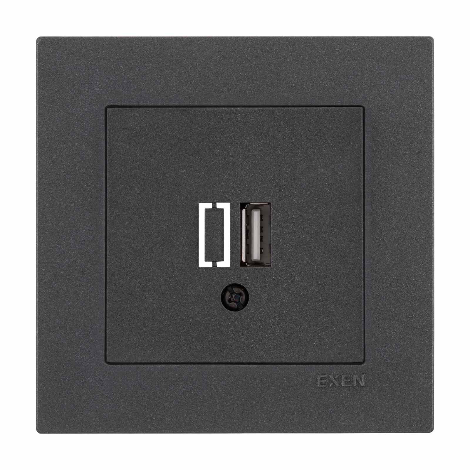 Exen Karell Antrasit Usb Sarj Prizi Komple Takim