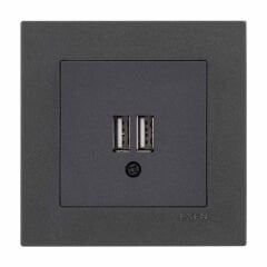 Exen Karell Antrasit 2X Usb Sarj Prizi Komple Takim
