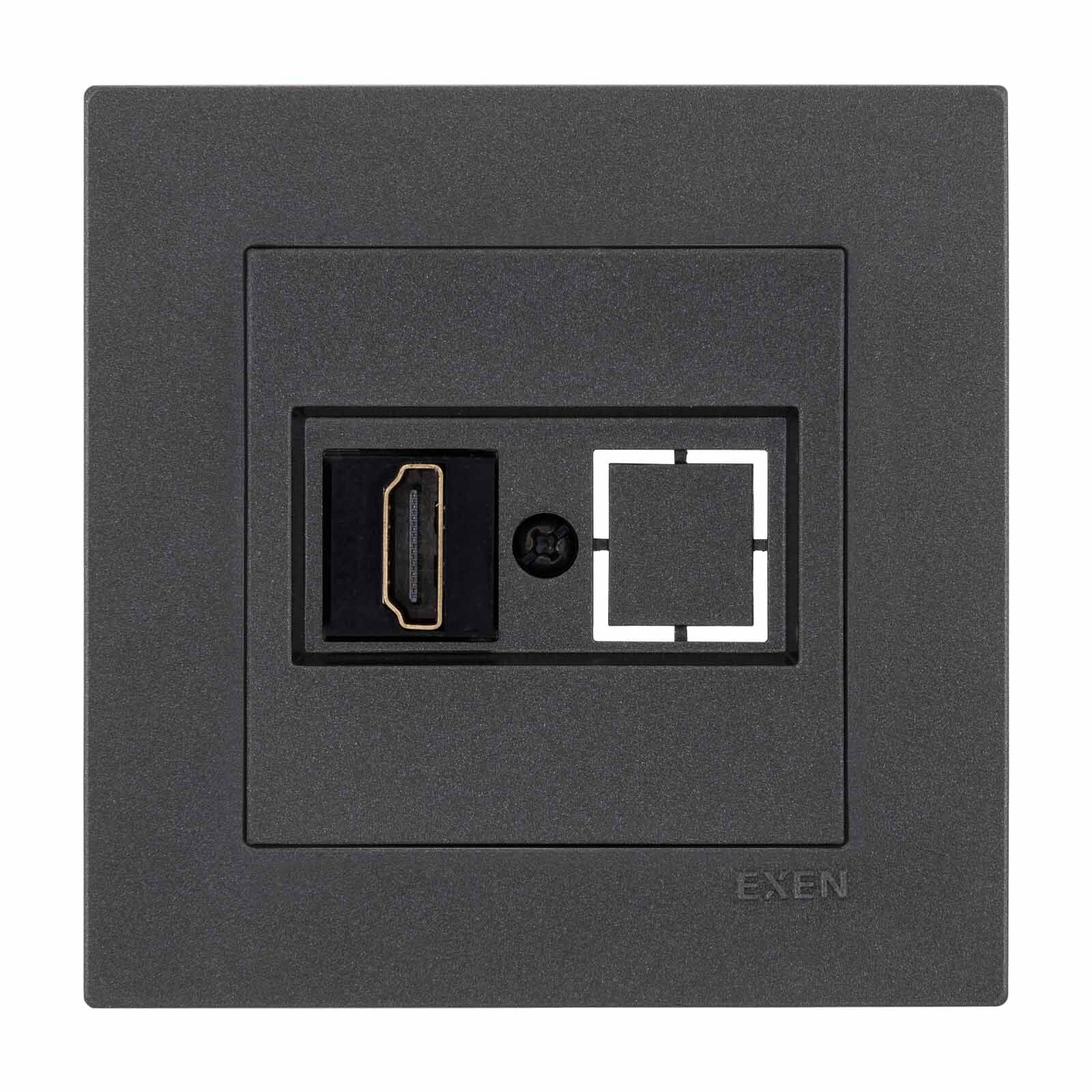 Exen Karell Antrasit Hdmi Priz Jakli Komple Takim