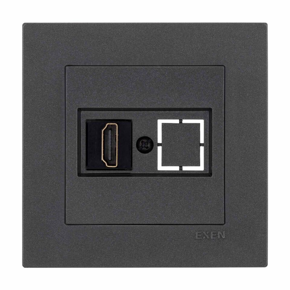 Exen Karell Antrasit Hdmi Priz Jakli Komple Takim