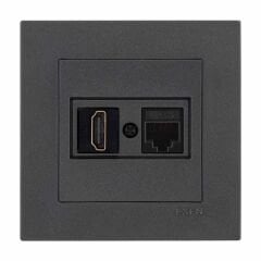 Exen Karell Antrasit Hdmi+Data Priz Jakli Komple Takim