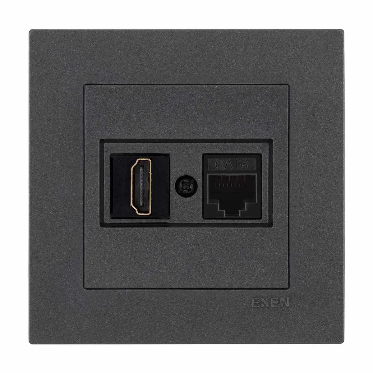 Exen Karell Antrasit Hdmi+Data Priz Jakli Komple Takim