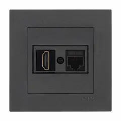 Exen Karell Antrasit Hdmi+Data Priz Jakli Komple Takim