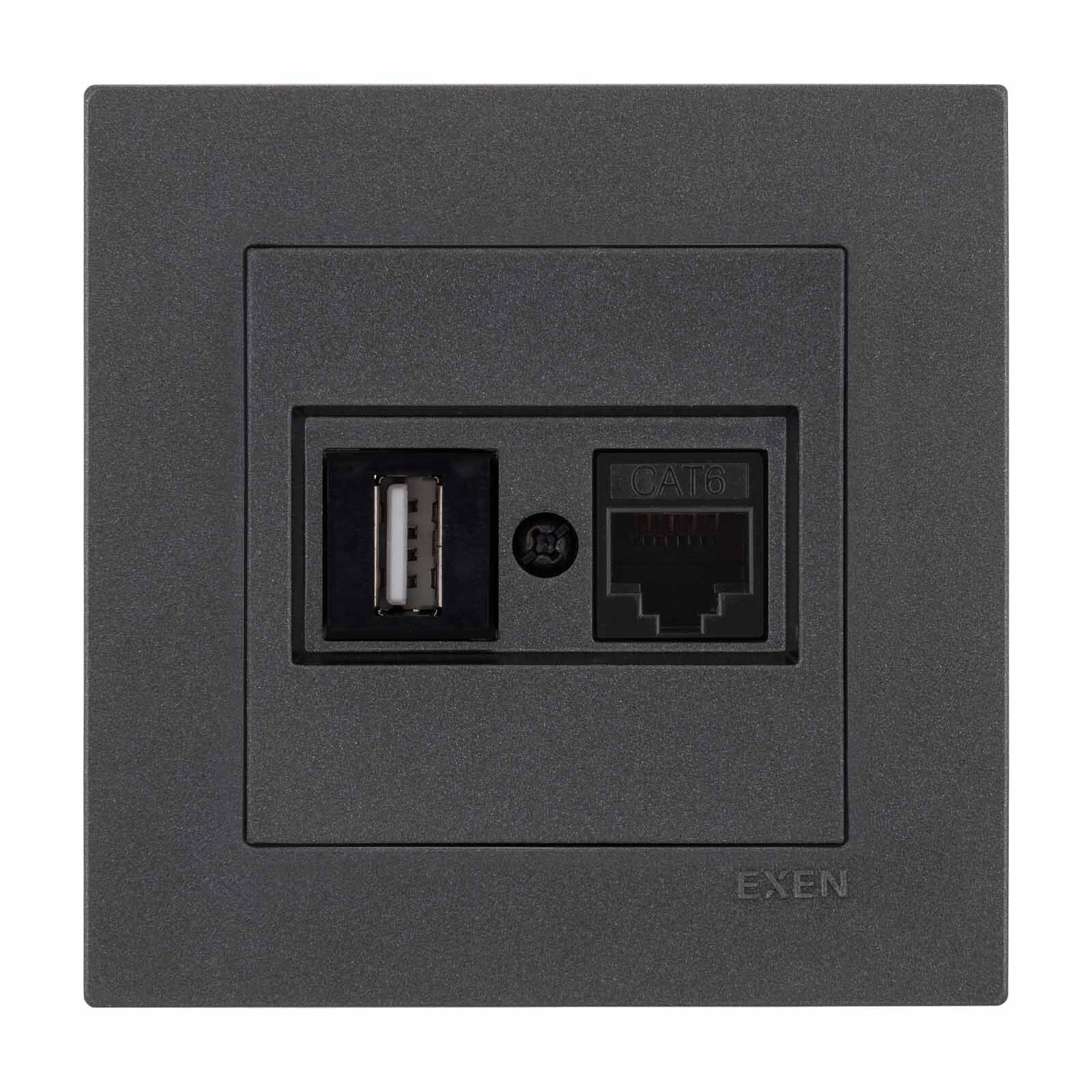 Exen Karell Antrasit Data+Usb Prizi Jakli (Sarj Edemez) Komple Takim