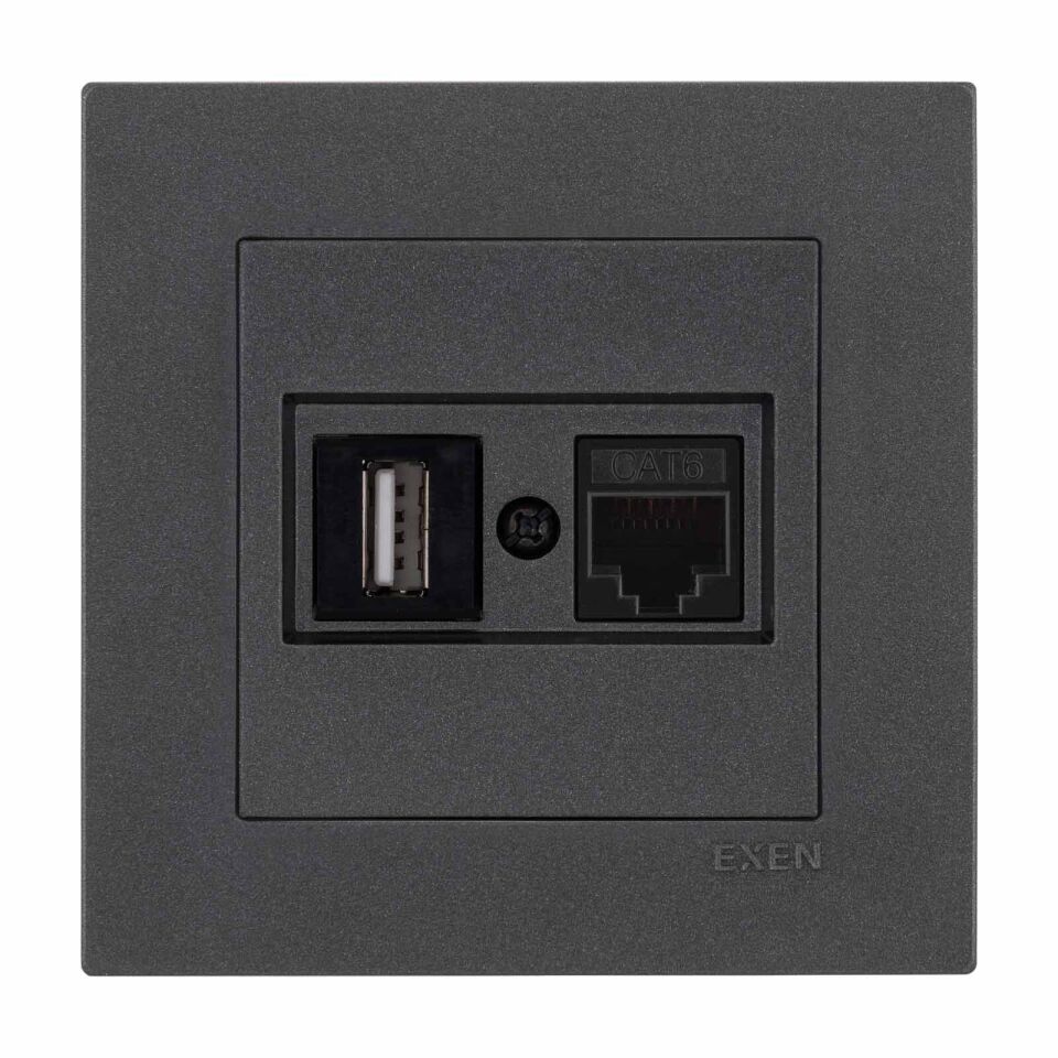 Exen Karell Antrasit Data+Usb Prizi Jakli (Sarj Edemez) Komple Takim