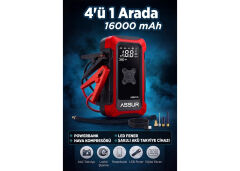 Assur Asr8107 4'Ü 1 Arada Dijital Göstergeli | Powerbank | Led Fener | Sarjli Akü Takviye Cihazi | Hava Kompresörü