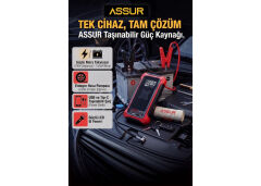 Assur Asr8107 4'Ü 1 Arada Dijital Göstergeli | Powerbank | Led Fener | Sarjli Akü Takviye Cihazi | Hava Kompresörü