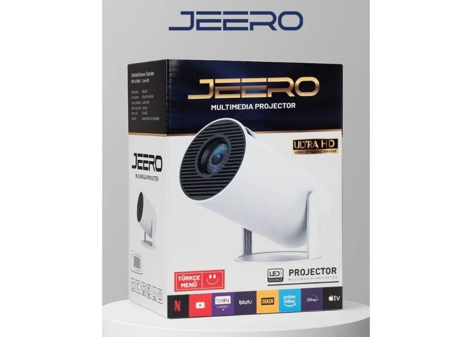 Jeero Hy300Pro 4K Android13 Portable Projector (H713/4K/Android) Beyaz