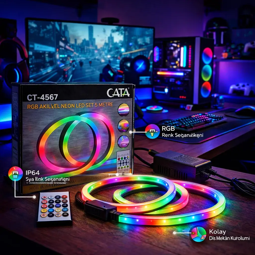 CATA Pixel Neon Led Set 5 Metre Kumandali Rgb CT-4567