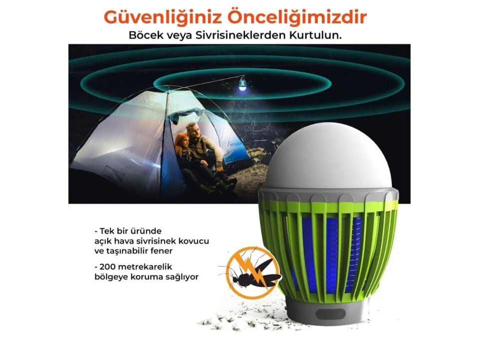 Bix Kl-01 Sivrisinek Kovucu Kamp Lambasi Ipx6 Su Geçirmez Uv Fener - Yesil