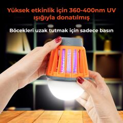 Bix Kl-01 Sivrisinek Kovucu Kamp Lambasi Ipx6 Su Geçirmez Uv Fener - Turuncu