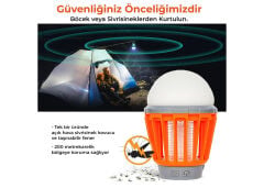 Bix Kl-01 Sivrisinek Kovucu Kamp Lambasi Ipx6 Su Geçirmez Uv Fener - Turuncu