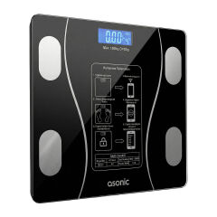Asonic Bs260 Siyah 260X260Mm Boyutunda 2*Aaa Pil Hediyeli Dijital Bluetooth Baskül