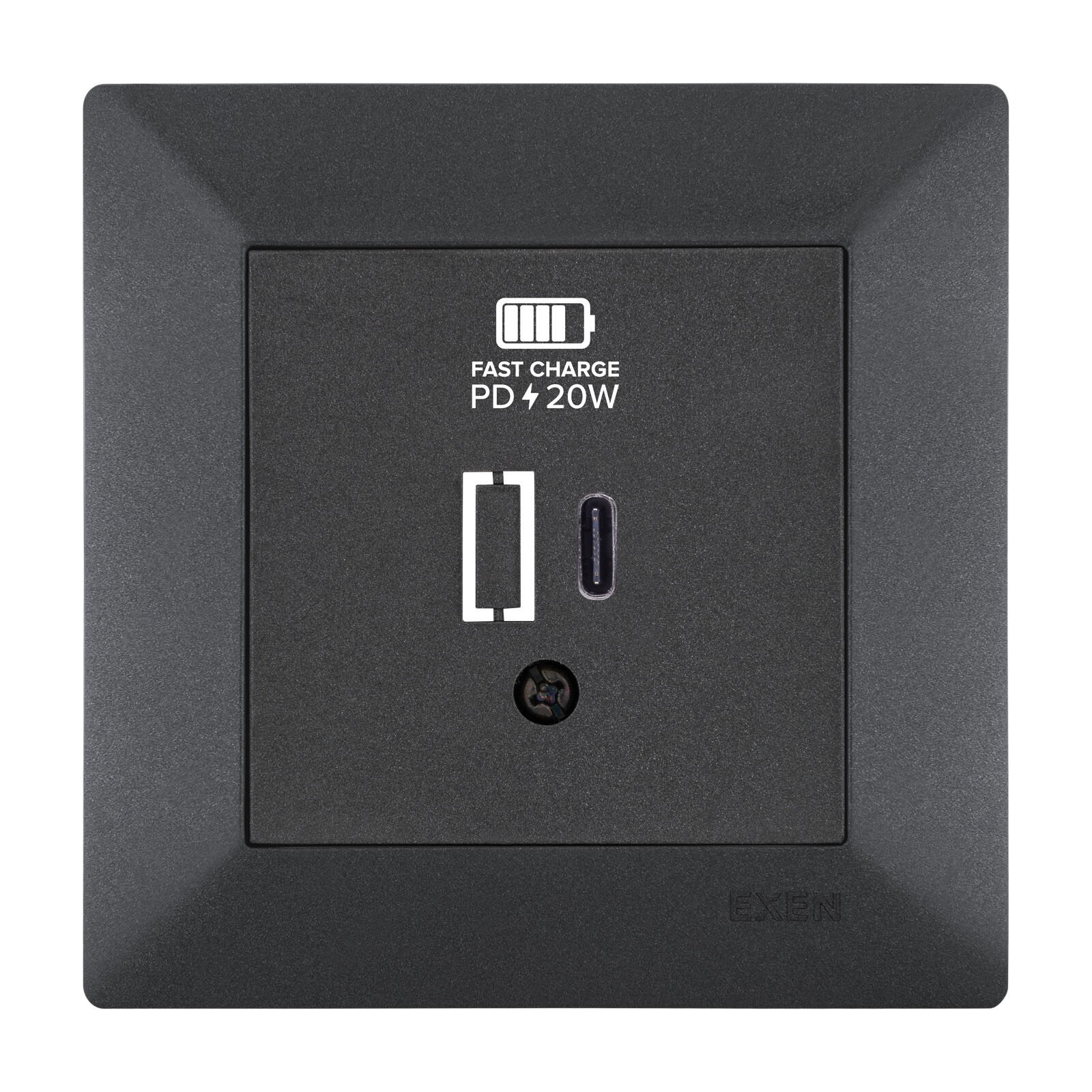 Exen Odak Antrasit Usb Sarj Prizi Type-C  Komple Takim