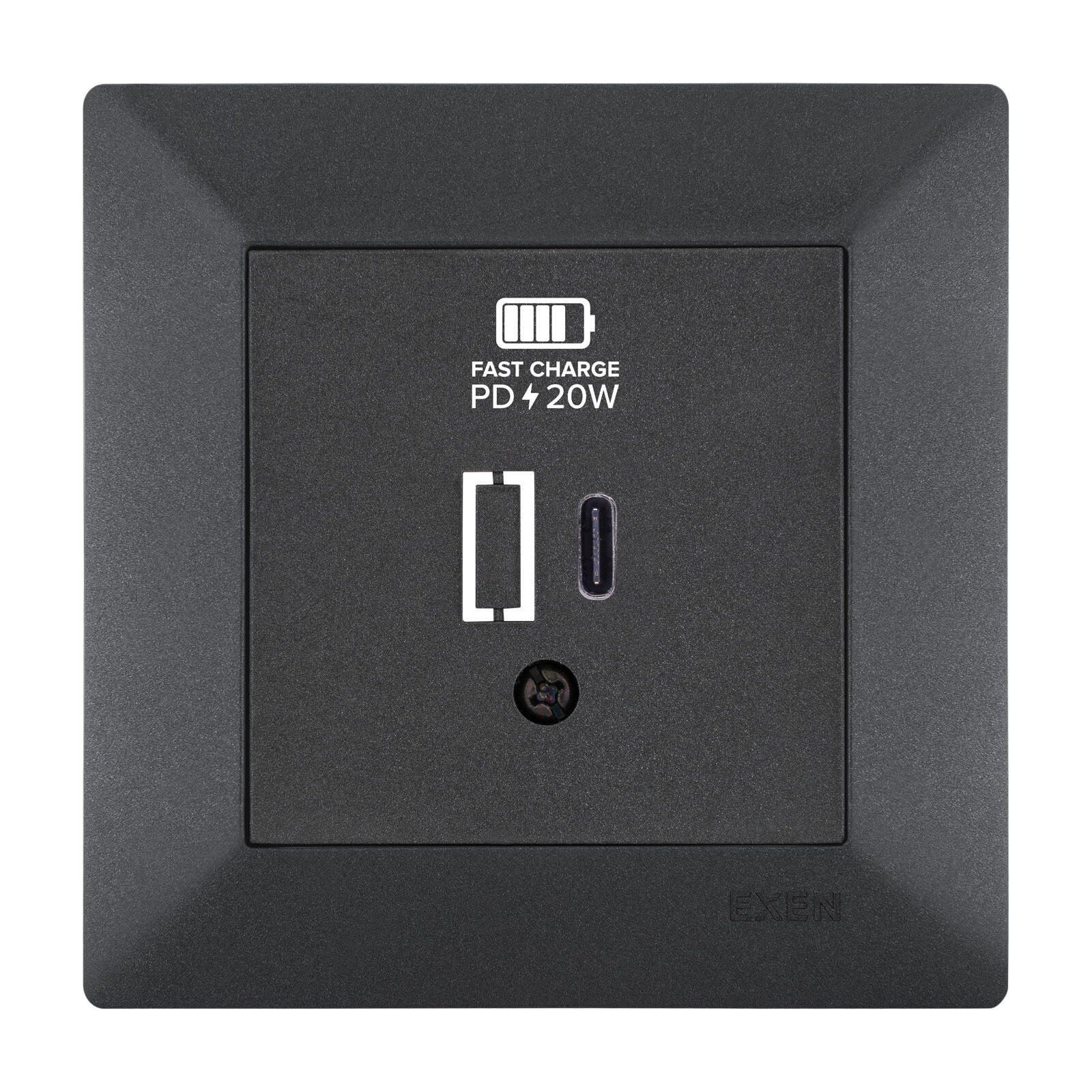Exen Odak Antrasit Usb Sarj Prizi Type-C  Komple Takim