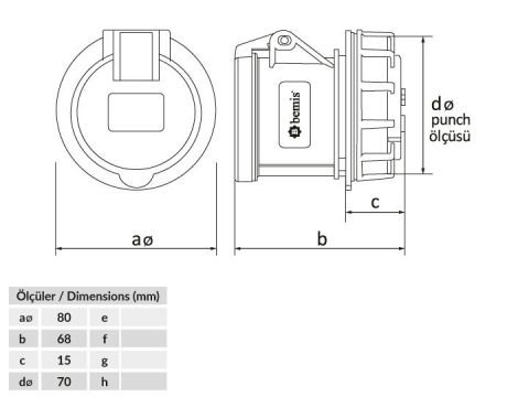 Bemis  5/16A. Somunlu Priz IP44 BC1-1505-2440