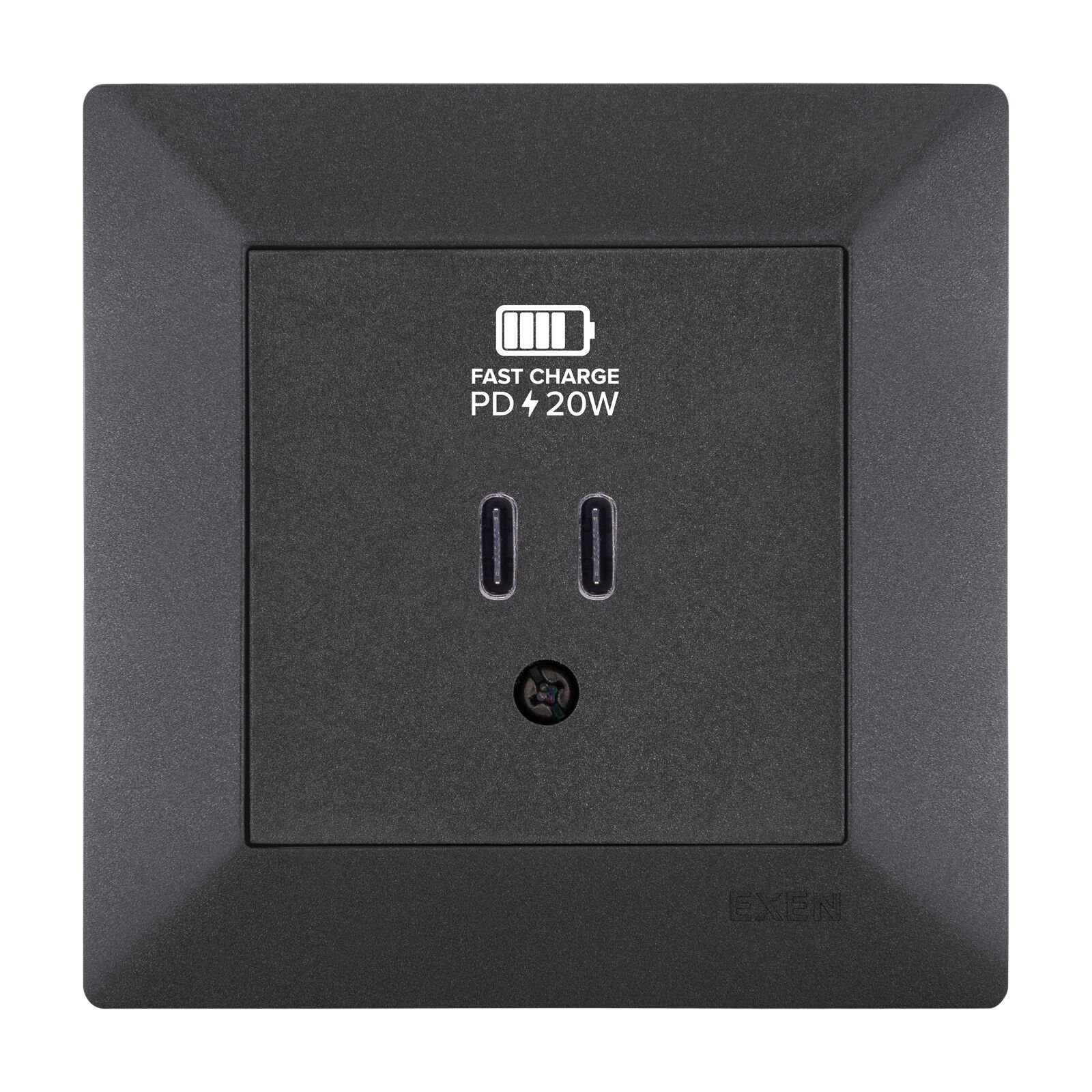 Exen Odak Antrasit 2X Usb Sarj Prizi Type-C Komple Takim