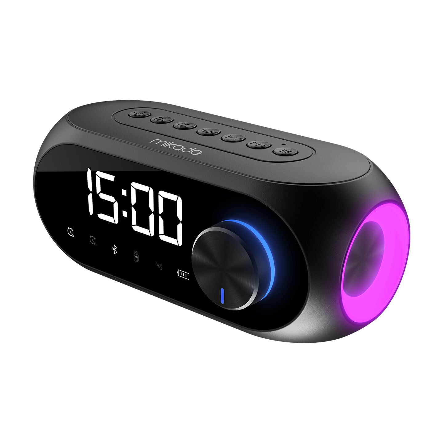 Mikado Md-W7 1200Mah 5W Siyah Bluetooth-Aux-Derece-Usb-Fm Double Alarmli Saat Speaker