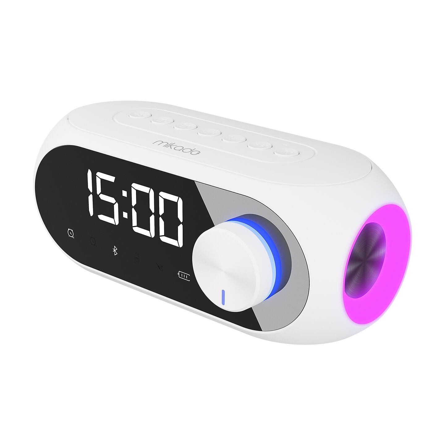 Mikado Md-W7 1200Mah 5W Beyaz Bluetooth-Aux-Derece-Usb-Fm Double Alarmli Saat Speaker