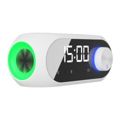 Mikado Md-W7 1200Mah 5W Beyaz Bluetooth-Aux-Derece-Usb-Fm Double Alarmli Saat Speaker