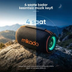 Mikado Md-31Bt Siyah Ipx6 15W Rgb Isikli 2400Mah Tf Kart+Usb Destekli Bluetooth Hoparlör