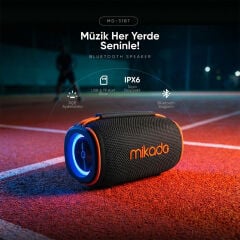 Mikado Md-31Bt Siyah Ipx6 15W Rgb Isikli 2400Mah Tf Kart+Usb Destekli Bluetooth Hoparlör