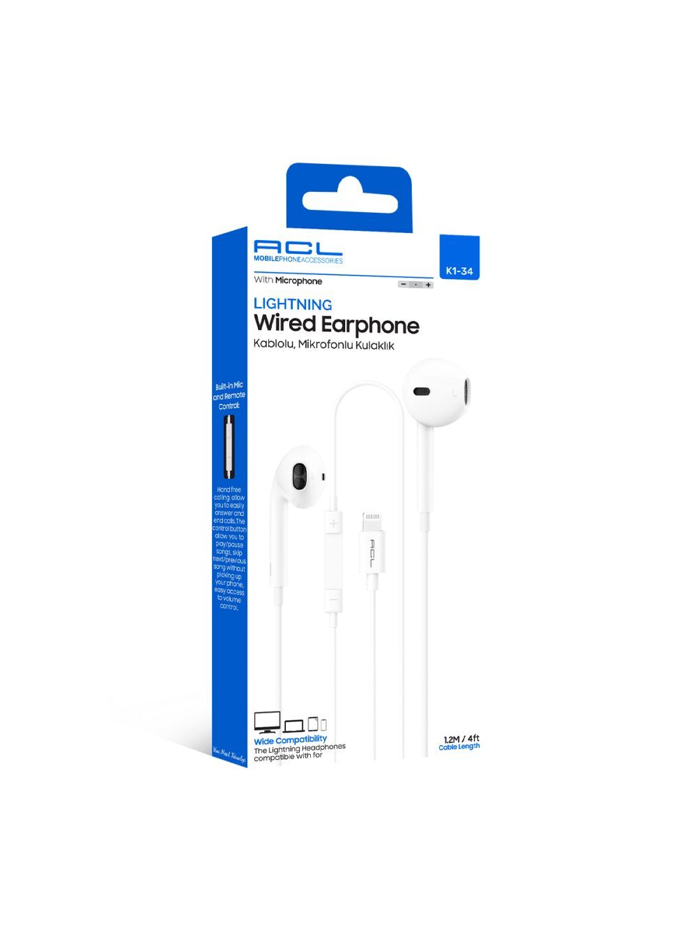 Acl Lightning Kablolu Mikrofonlu Kulaklik