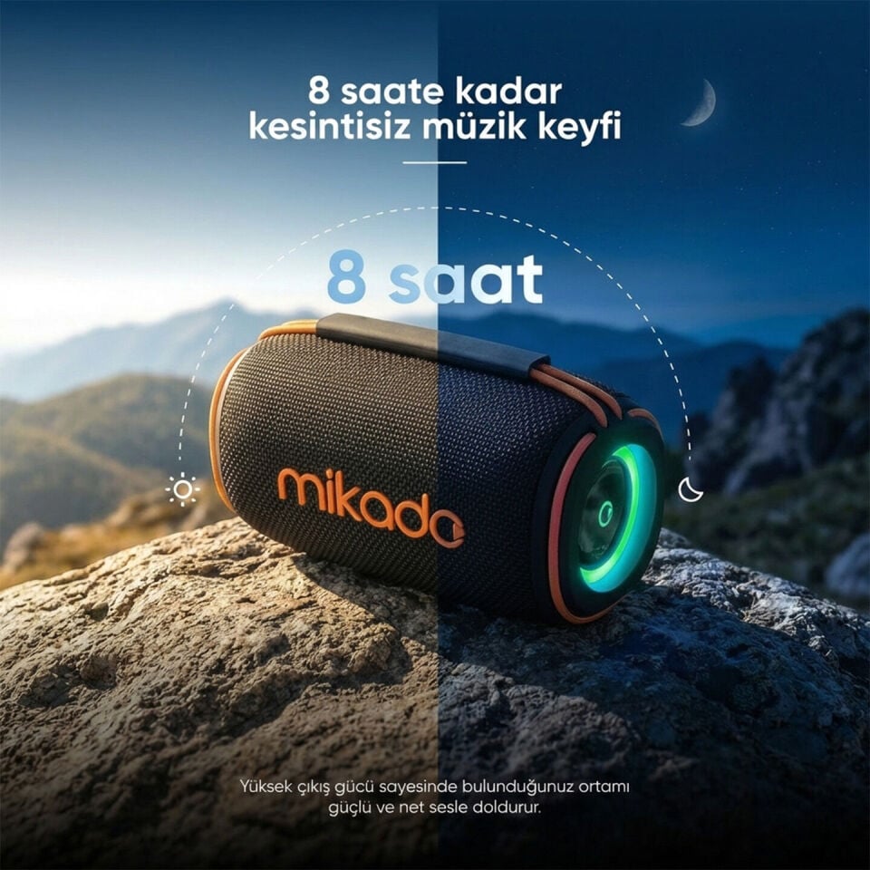 Mikado Md-32Bt Siyah Ipx6 30W Rgb Isikli 4500Mah Tf Kart+Usb Destekli Bluetooth Hoparlör