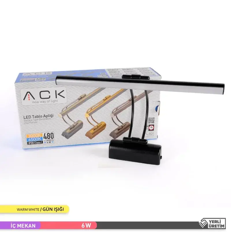 ACK 6W Siyah 3000K Led Tablo Aplıgı AH10-00101