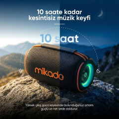 Mikado Md-33Bt Siyah Ipx6 60W Rgb Isikli 7200Mah Tf Kart+Usb Destekli Bluetooth Hoparlör