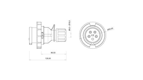 Bemis  5/16A. Düz Fiş IP67 BC1-1505-7011
