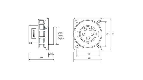 Bemis  5/16A. Makine Fişi (83x90) IP67 BC1-1505-7114