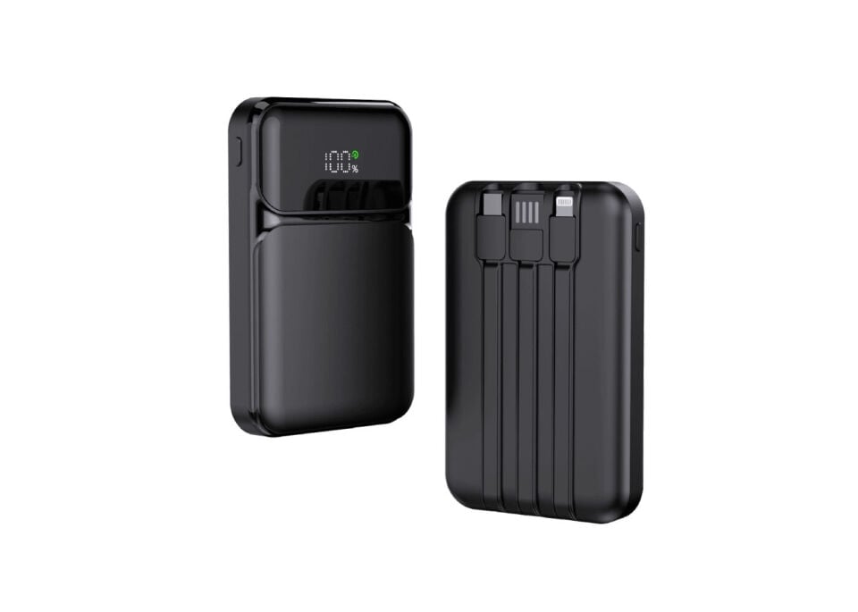 Snapron Snp-3006 10.000 Mah Pd 22.5W Usb-A Usb-C Lighting Dahili Kablolu Hizli Sarj Lcd Ekran Powerbank