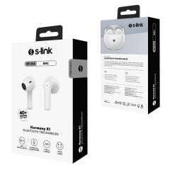 S-Link Harmony X1 Beyaz 4 Mikrofonlu Enc Bluetooth V5.4 Tws Gerçek Kablosuz Kulaklik