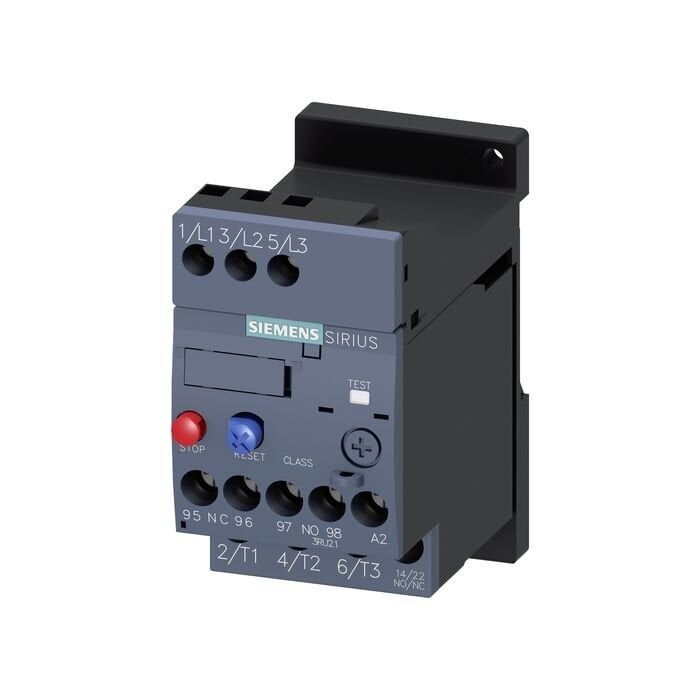 Siemens 3Ru2 Sirius Termik Röle; Faz Korumali; 1No+1Nc Yardimci Kontakli 2;2-3;2A;  Boy S00 ( Raya Montajli ) 3RU2116-1DB1