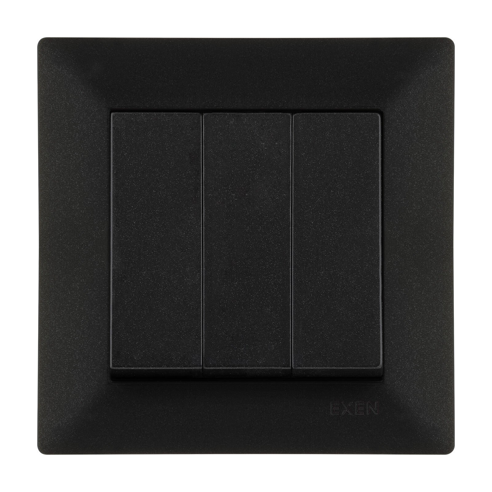 Exen Odak Metalik Siyah Üçlü Anahtar Komple Takim