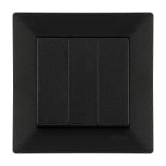 Exen Odak Metalik Siyah Üçlü Anahtar Komple Takim