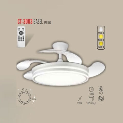 CATA Basel Fan Led 3 Renk 6400K-4000K-3200K CT-3003