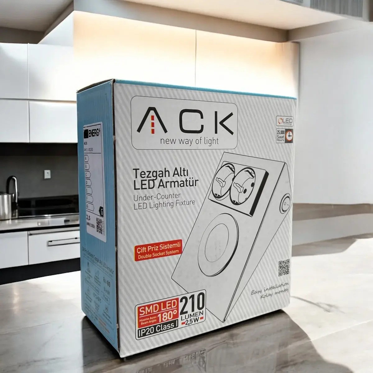 ACK Ledli Prizli Tezgah Altı Armatür 3000K Beyaz AH11-00200