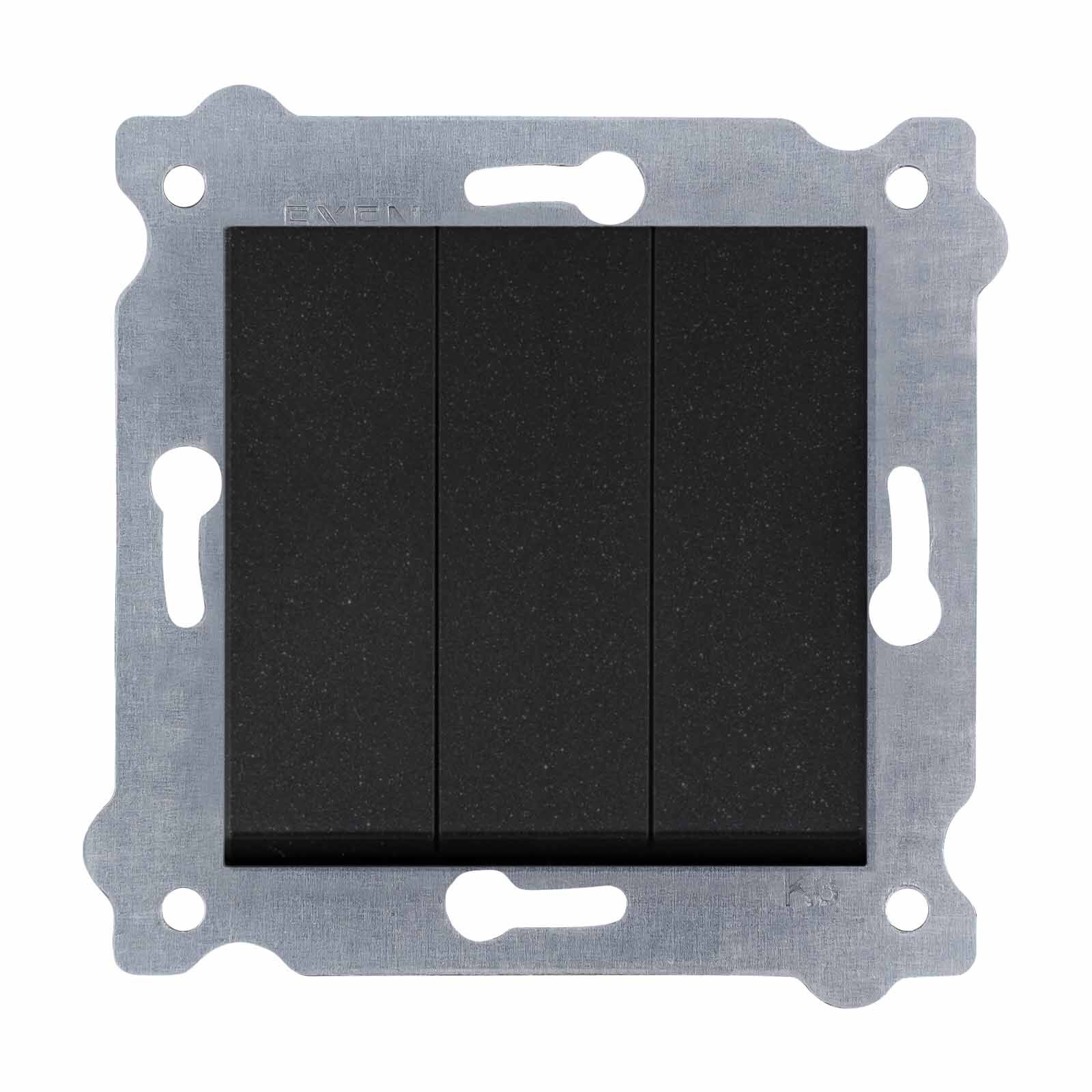 Exen Metalik Siyah Modül+Kapak  Üçlü Anahtar