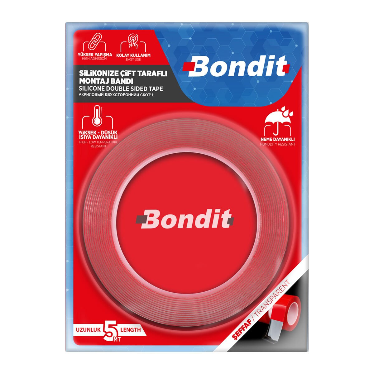 Bondit 15 Mm X 5 Mt Silikon Çift Tarafli Montaj Bandi