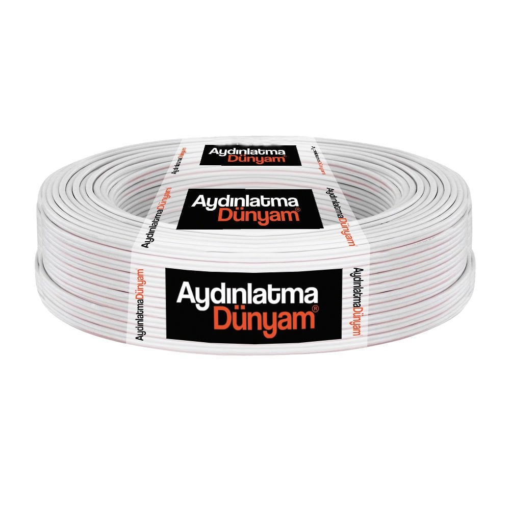 2X0,75 mm Tam Bakır Kordon Kablo Beyaz Aydınlatma Dünyam