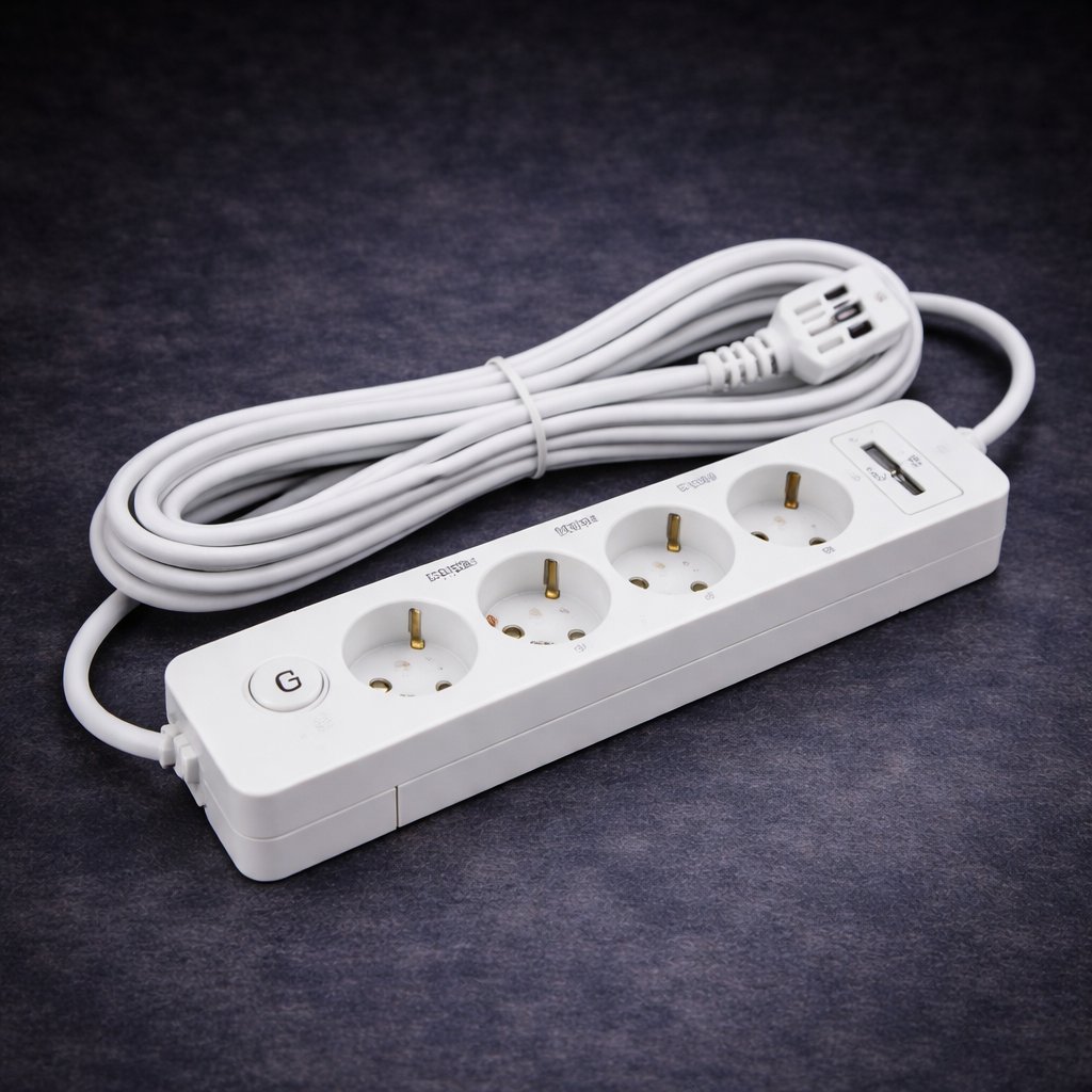 Seldur Üçlü Anahtarli USB Sarjli (12W) UPS Toprakli Priz, 2m, ÇK G3FU21x